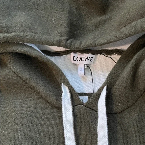 Loewe Anagram Embroidered Wool Hoodie in dark green. - Picture 3 of 4